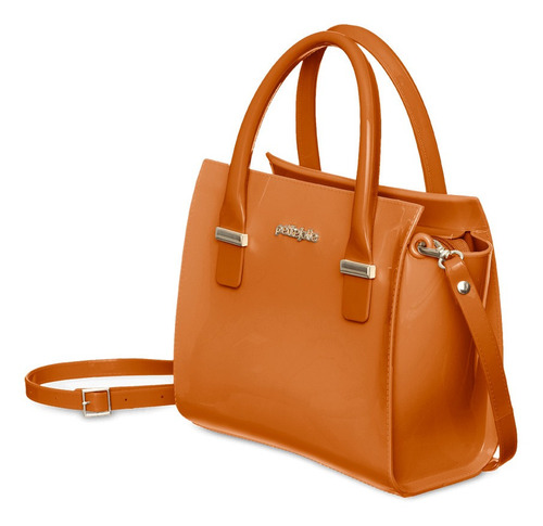 Imagem 2 de 2 de Bolsa tote Petite Jolie Love PJ5214 design liso de j-lástic caramelo com alça de ombro caramelo alças de cor caramelo e ferragens metal