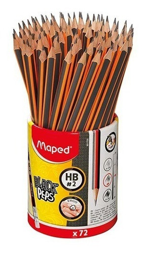 Lapiz De Escritura Black Peps Bote C/72 Pzas Naranja/negro