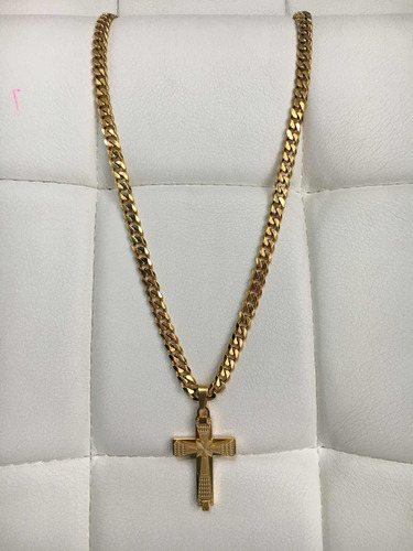 Cadena Acero Enchapé Oro 18k 24 + Dije Cristo