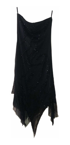 Vestido Strapless De Fiesta Negro Con Bordado Guinda