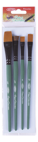 Set Pinceles Decorativos Planos 3 Largos + 1 Corto Artel