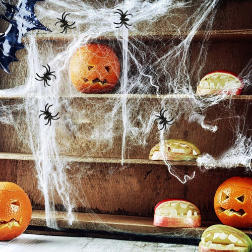 Halloween Tela De Araña Naranja C/ Araña