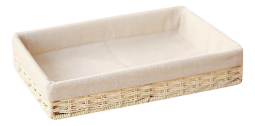 Basque Tejido Bin Organizador Rectangular Moderno Beige S