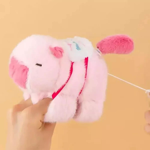 Pulsera Capibara Con Mochila Música Luz Mueve Cola Importado Rosa