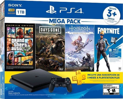 Playstation 4 Ps4 1tb, 3 Juegos, Fortnite, Ps Plus, Macrotec