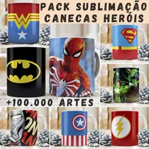 Comprar Pack Sublimação Canecas Heróis + 100.000 Artes Para Canecas