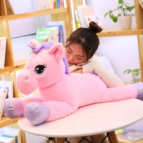 Lanmore Peluche De Unicornio Grande Para Niñas De Color Rosa