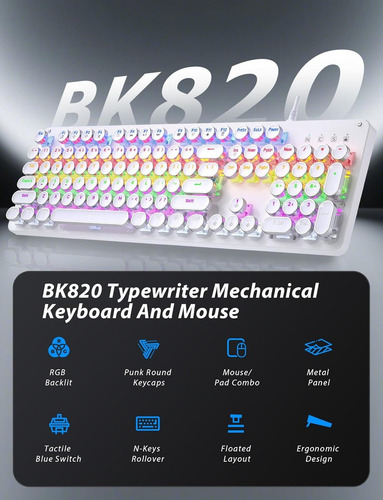 «combo De Teclado Y Ratón Para Juegos Typewriter, Retro De 1