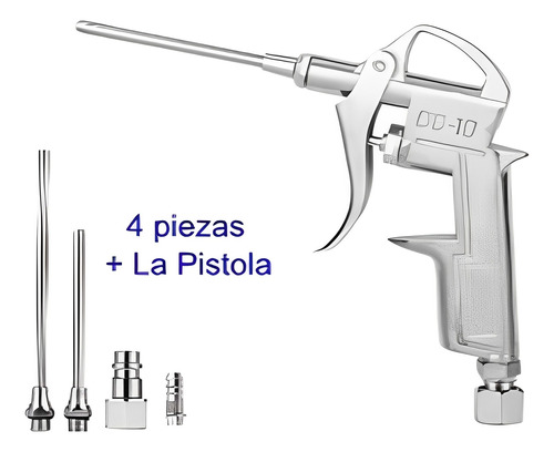 Pistola De Aire Con 4 Piezas De Acero Inoxidable Hr-m5225