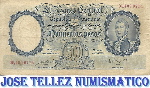 Bottero 2094 $ 500 Moneda Nacional Serie A Bueno Palermo