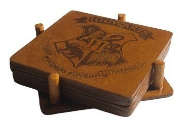 Harry Potter Escudos De Hogwarts Portavasos 6 Pz + Base