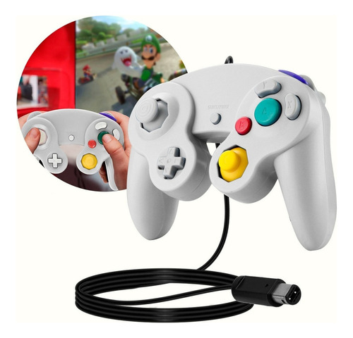 Control Gamecube Joystick Clásico Alámbrico Para Nintendo Color Blanco