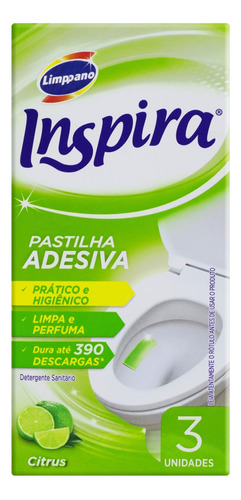 Detergente Sanitário Pastilha Adesiva Citrus Inspira 3 Unidades