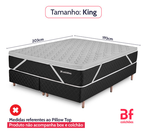 Pillow Top King Espuma D45 Firme 193x203x5cm - Bf Colchões Cor Branco Desenho do tecido Liso