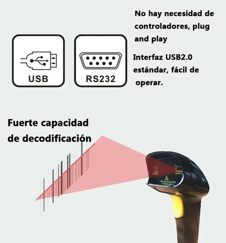 Lector De Codigo De Barras Láser Usb Pos Ean Upc Isbn