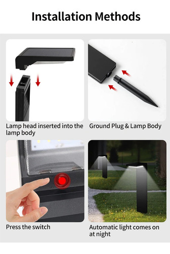 Estaca Moderna Luz Lampara Solar Grande Cálida Exterior Deco Negro