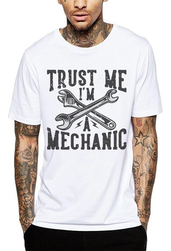 Imagen 1 de 3 de Polera Mecánico Trust Me Im A Mechanic Blanca