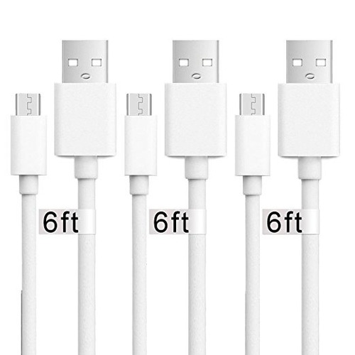 Usb Al Cable Micro Usb, 3pack 6 Ft Fast Charge Largo Del Usb