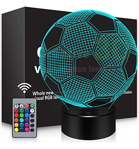 Lámpara Nocturna 3d De Soccer Gifts, 16 Colores Que Cambian