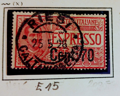 Estampilla Italia Espresso Yt.15 -sobrec. - 1922