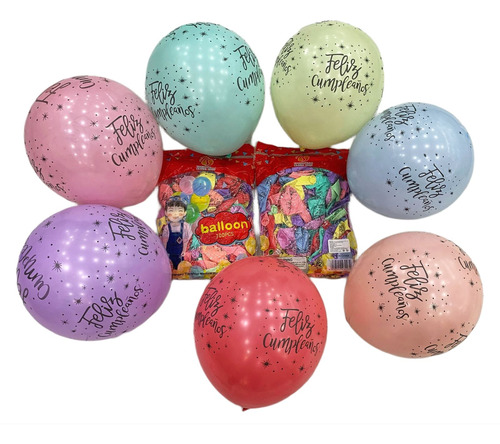 Globo Latex Feliz Cumpleaños Mate R12 X 50