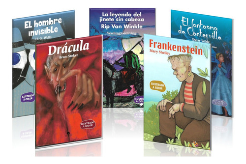 Imagen 1 de 10 de Pack 5 Libros De Terror A Color P Niños Dracula Frankenstein