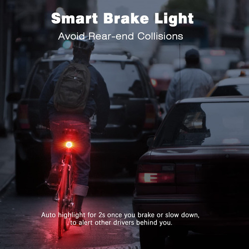Luz Trasera Inteligente Usb Recargable Alarma Antirrobo Bici