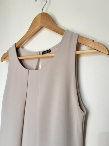 Imagen 9 de 10 de Blusa Holgada Larga, Sin Mangas Y Forro Color Beige, Talla M