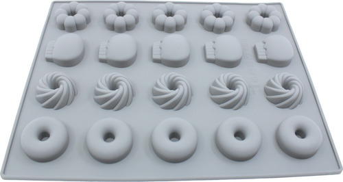 Juego 2 Moldes Silicón Panecillos Rosca Chocolate Gelatina Color Gris