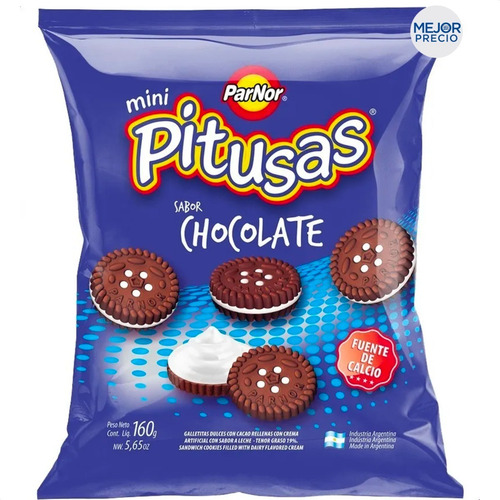 Imagen 2 de 8 de Galletitas Pitusas Chocolate Mini Galletas Dulces Rellenas