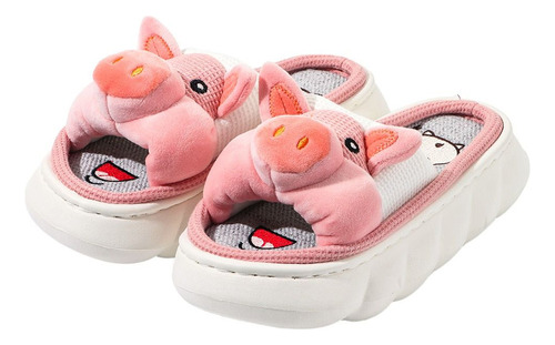 Pantuflas De Peluche Con Forma De Cerdo Para Mujeres Y P [u]