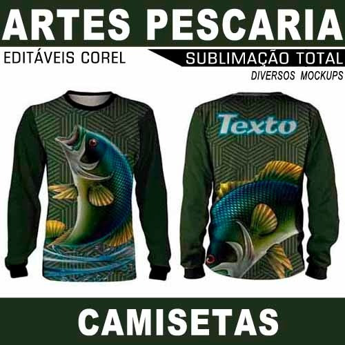 Pacote Artes Pesca Editáveis Camisetas Pescaria Mockups