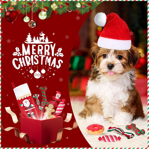 Juego De 8 Piezas De Juguetes Navideños Para Perros, Juguete