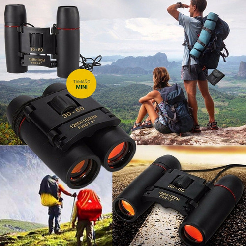 Binocular Largavista Prismatico Mini 30x60 Caza Avistaje Color Negro