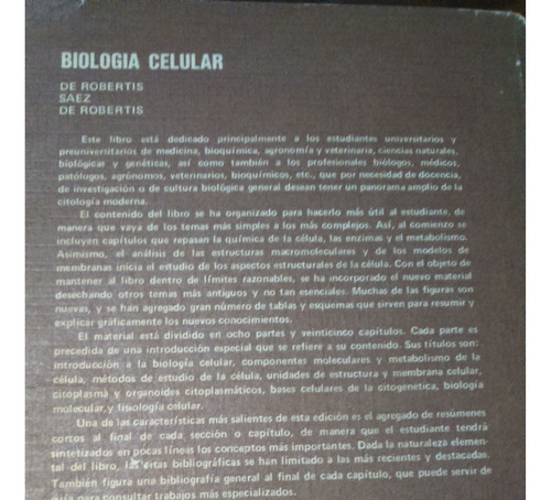 Biologia Celular De Robertis (Usado)