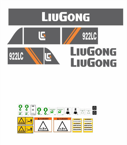 Kit Adesivos Compatível Escavadeira Hidráulica Liugong 922lc Cor Padrão