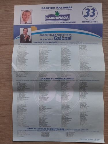 Elecciones Nacionales 2004 Lista 33 Partido Nacional