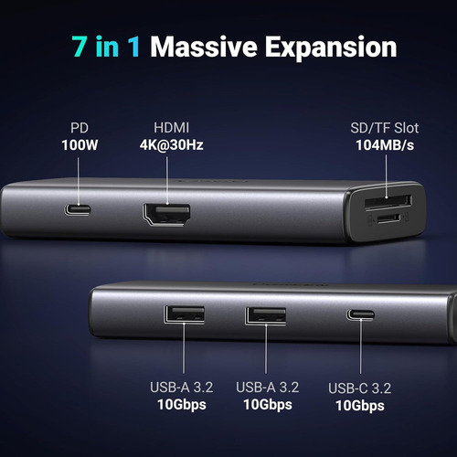 Docking Revodok 7 En 1 Ugreen Tf Hdmi Usb Y C 3.2 Carga 100w