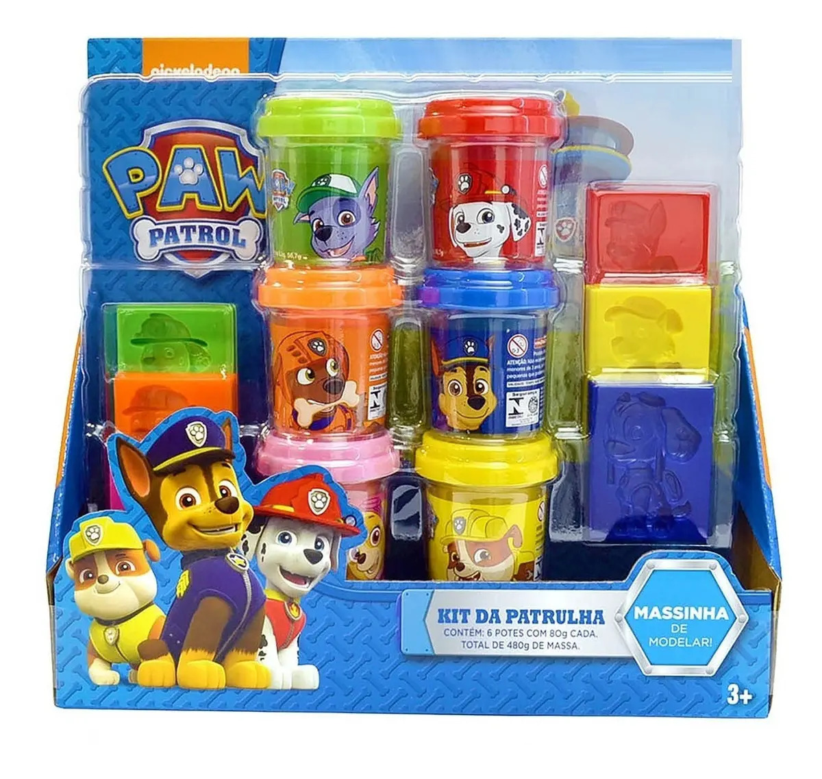 Massa De Modelar Kit Com 6 Potes Patrulha Canina Sunny