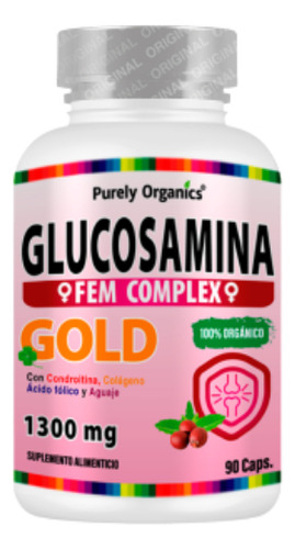 Glucosamina Fem. Purely Organics, Para Mujeres. 90 Cápsulas Sin sabor.