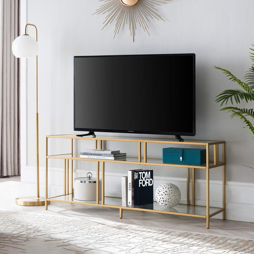 Henn&hart Soporte De Tv Rectangular Con Estantes De Vidrio P