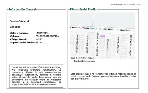 Terreno En Venta Lafontaine, Polanco