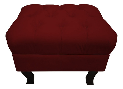 Puff Puf Luiz Xv Decorativo Suede Triângulo Pés Madeira Cor Marsala