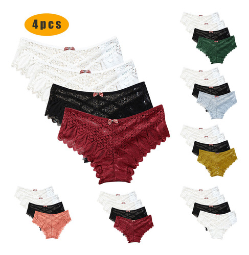 Lencería M Para Mujer, Calzoncillos De Encaje Con Tanga 5011