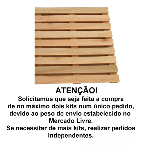 Jogo 4 Placas Deck 30x30 Cada Modular Sem Pintura Madeira De Lei Jardim