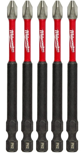 5 Puntas Milwaukee Phillips Ph2 Largo 88.9mm Atornillador