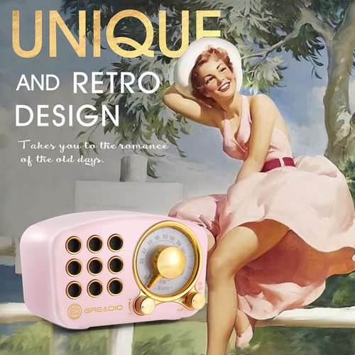Altavoz Bluetooth Retro, Radio Fm Greadio Vintage Con Estilo