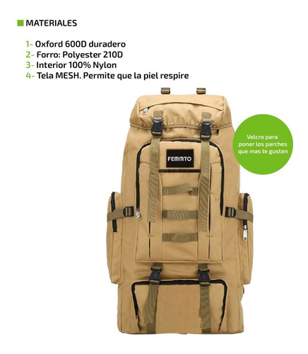 Imagen 4 de 8 de Mochila Tactica Camping 70-100 Lts Mochilero Ampliable