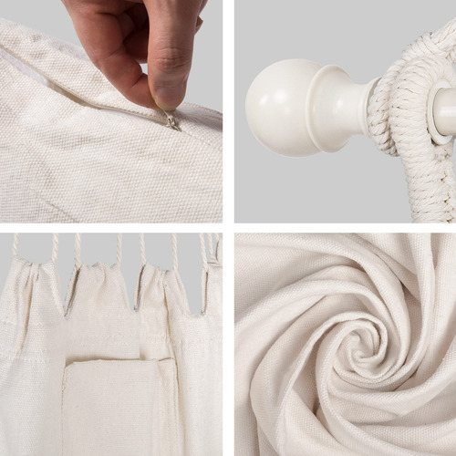 Silla De Hamaca Colgante Extragrande Con Cojines Blanca