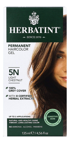 Gel Para Teñir El Cabello Herbatint 5n Light Chestnut 135 Ml